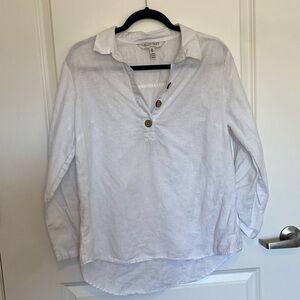 Ellen Tracy Cream/White Linen Top